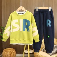 Teenage guys autumn suit autumn 2024 two piece clothing handsome sweater pants two piece suit fashionable trend