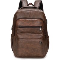 Backpack Men’s Korean PU Leather Student Backpack Multi Functional Waterproof Outdoor Computer Backpack