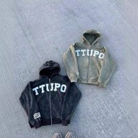 Ropa para hombre, unisex, estilo urbano Y2K, sudadera con cremallera, jersey retro de gran tamaño con estampado para hombre y mujer, ropa de abrigo