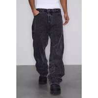 Clothing American Cleanfit Retro Snowflake Washed Jeans Heavy Duty Distressed Ripple Pleated Vibe Straight Pants