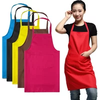 Polyester+ Cotton Home Pure Color Cooking Kitchen Apron For Woman Men Chef Waiter Cafe Shop Hairdresser Couples Plain Apron