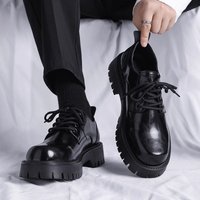 Autumn Casual Leather British Style Soft Sole Business Height Increasing Wedding Groom Shoes