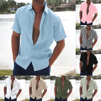 Slim Fit Short Sleeve Casual Shirt Cotton Linen Collared Versatile Independent Website Wish