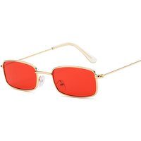 Square Small Metal Thin Frame Sunglasses Colorful Ocean Film Glasses