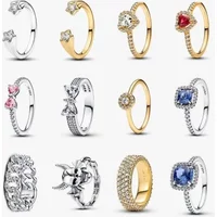 2025 New Silver Pave Cuban Chain Shooting Stars Open Bow Women's Jewelry Ring Christmas Gift