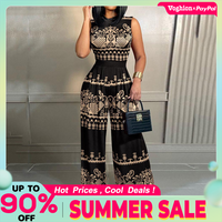 Spring 2023 New Leisure Pants Slim Fit Printed Sleeveless Women's jumpsuit