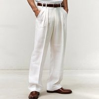 Summer Linen Trousers Solid Breathable Casual Straight Leg Double Pleated Comfortable Everyday Wholesale Suits & Blazers