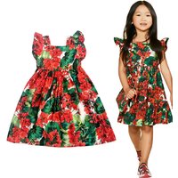 Mother & Skirt Printed Flying Sleeve DressStyle Clothing