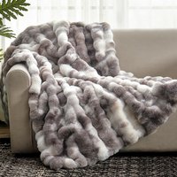 Double-Sided Fluffy Fleece Blanket – Oversized Plush Throw For Sofa & Bed Ultra-Soft Decorative Blanket For Travel Home Office (60″X80″ Grey)