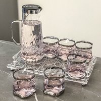Home Furniture Water Cup Set Home Living Room Light Luxury Glass Simple Water Resistant Utensil Ins Teacup Teapot Tea Set Combination