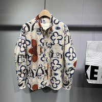Clothing Retro Style Long Sleeve Shirt All Over Print Loose Fit Korean Style Fashionable Unique Collared Shirt Autumn