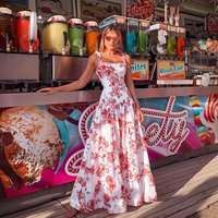 Women's clothing New summer printed dresses, beach dresses new dresses, sleeveless, suspenders, fashion, long skirts