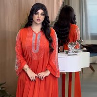 Women's heavy craft hot diamond shiny fashion Jalabia Dubai evening dress