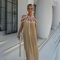 Women's Clothing spring new women's rope strapless sexy halterneck loose vacation beach skirt for women
