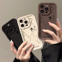 Airplane Route Phone Case IPhone 16 15 14 13 12 11 Pro Max Plus MAX XR Casing Soft Silicone INS Cover