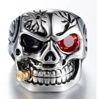 Hot Selling Dominant Skull Ring Diamonds Unique Punk Style Halloween Accessory