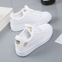 ` PU Leather Sneakers Floral Embroidered Lace‑Up Breathable Casual Shoes Spring`