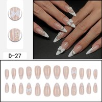 Elegant Bow French False Nails Almond Shape Press On Nails Reusable Fake Nails For Women Glue On & Peel Off Nail Art Tips