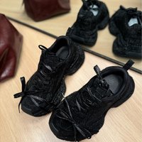 Chunky Platform Sneakers Rhinestone Decorations Round Toe Breathable Casual Shoes Light Luxury Stylish Slip On Shoes