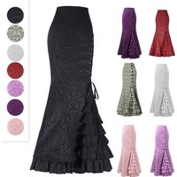 Summer Long Skirt Victorian Wear High Waist Temperament Skirt Punk Skirt Fishtail Hip Skirt Lace up