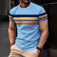 Clothing Short Sleeved T Shirt 3D Printing Process Loose Stripes T Shirts