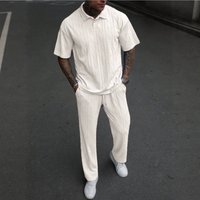  Jacquard Knit Polo & Shorts Set Premium Textured 2 Piece Outfit Summer S To Xxxl