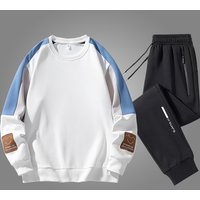 Men's Clothing Spring and Autumn Suit Sweatshirt Men's Cotton New Round Neck Loose Large Size Fat Bottoming Shirt Trendy Top Jacket
