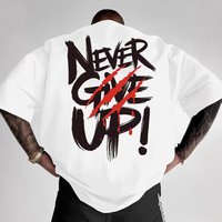 Gothic Cotton T Shirt Never Give Up Print Dark Academia Streetwear & Couples 