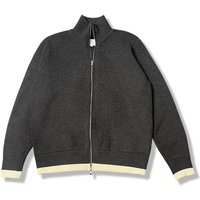  High Neck Zip Up Wool Cardigan – Oversized Cable Knit Sweater Coat 