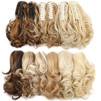 Synthetic hair women’s with dual color highlights dyed synthetic fiber grab clip curly hair short ponytail