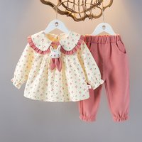 s clothing Autumn floral two piece set 1 old cartoon set autumn outing clothes