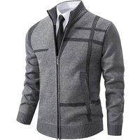 Men's Knit Sweater Cardigan With Stand Collar - Lightweight Business Casual Pullover For Fall (Available In Plus Sizes)