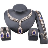 Fashion Crystal Zircon Necklace Bracelet Earrings Ring Wedding Party Elegant Earrings Ring Classic Jewelry Sets