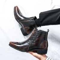 European Warm Series Martin Korean Style British Pointed Toe Fashion High Top Trendy Short Boots Personality Leather Shoes