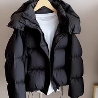  Short Puffer Jacket – Winter Quilted Coat Oversized Hooded Design Lightweight & Warm 