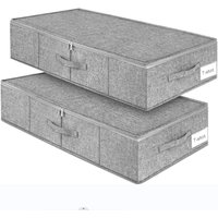 Under Bed Storage Box 2 Pack Flat Drawer Organizers Clothes & Blankets 