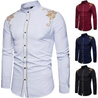 Fashion Palace Embroidered Long Sleeved Slim Fit Shirt