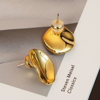 French niche design heavy polished round earrings female ins cold style earrings trend Korean version minimalist