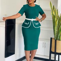 Clothing Plus Fashionable Elegant Bodycon Dress Short Sleeved OL Style Tongle Africa Elastic