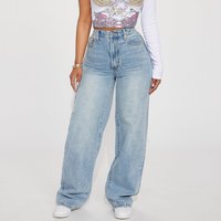 High Waisted Straight Leg Jeans Stretch Washed Denim Pants Light Blue Black & More