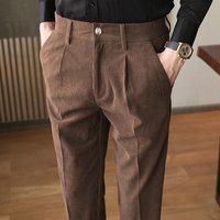 Casual Trousers Autumn Winter Corduroy Trousers Slim Trendy Suit Trousers