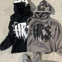 Men's Clothing street style fashion Gothic hip hop style hoodie letter foam printing pullover sweater