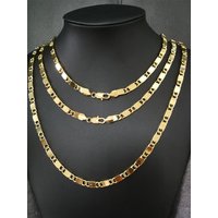 Real Gold Plated Chain 6.3mm band width Men Necklace Women s 19 Inches 28