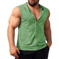 Men's Clothing Summer New Men's Sleeveless Hooded Casual Sports Solid Color Vest