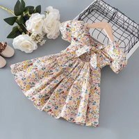 Girls‘ 2024 New Fashion Fashionable Little Girl Princess Pure Summer Children’s Cotton Fragmented Flower Dress