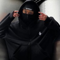 Men's Clothing Autumn And Winter Embroidered Double Hooded Hoodie Ninja Mask Unisex Fashion Brand Sweater