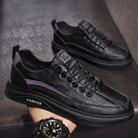 Spring Men’s Shoes 2024 New Spring And Autumn Sports Casual Leather Shoes Men’s Board Shoes Black Non-slip Waterproof Chef Labor Protection