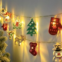 Christmas LED String Lights – Vintage Iron Santa, Reindeer & Tree Decor, Battery-Powered, IP42, 10 Warm White Bulbs, Festive Holiday Decor