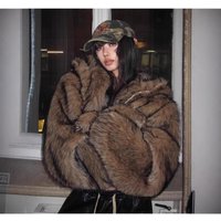 Clothing Vintage Faux Fur Hooded Coat Retro Fox Fur Style Streetwear Jacket Winter Fashion Outerwear