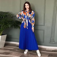 clothing spring loose long sleeved printed shirt pleated skirt suit